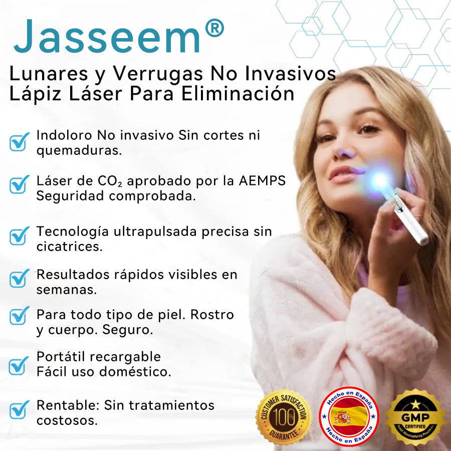 𝐉𝐚𝐬𝐬𝐞𝐞𝐦® Lápiz Láser de Grado Médico 🎁🎁 (Tecnología Láser de Dióxido de Carbono – Eficaz para Eliminar Lunares, Verrugas, Excesos de Piel, Manchas de Pigmentación y Otros Defectos de la Piel)