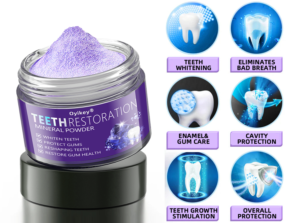 Oyikey® 🎁 Polvo Mineral para Restauración Dental (Blanqueamiento, Restauración de la Salud Dental)